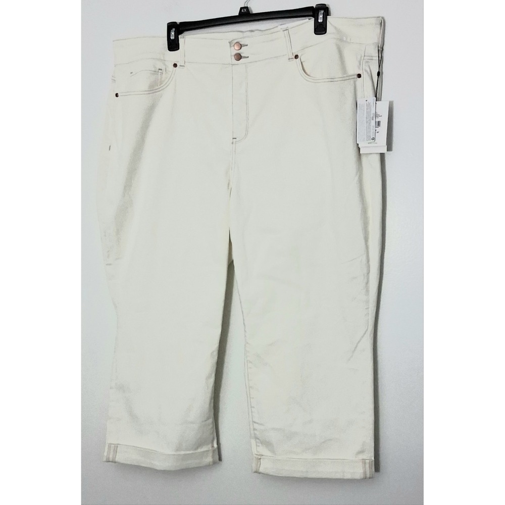 NYDJ Jeans Women's 26WP High Rise Crop Bailey Relaxed Vtg White Rolled Hem NEW